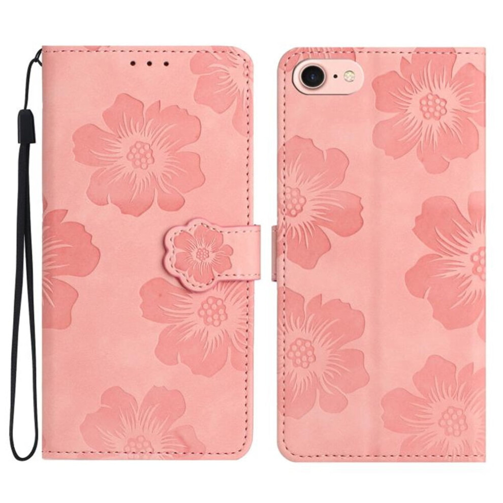 Leather Flip Wallet Case For Compatible With Iphone 16E Â Flower Embossed, 3-Card Holder, Magnetic Closure, Detachable Wrist Strap, Shockproof, Pink 9482726168621