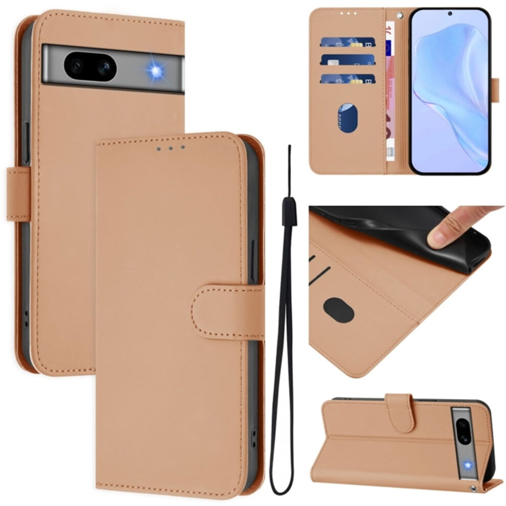 Wallet Case Compatible With Google Pixel 7A Â Pu Leather Magnetic Flip Folio, 3-Card Holder & Wrist Strap, Nude Cream 9482726169062