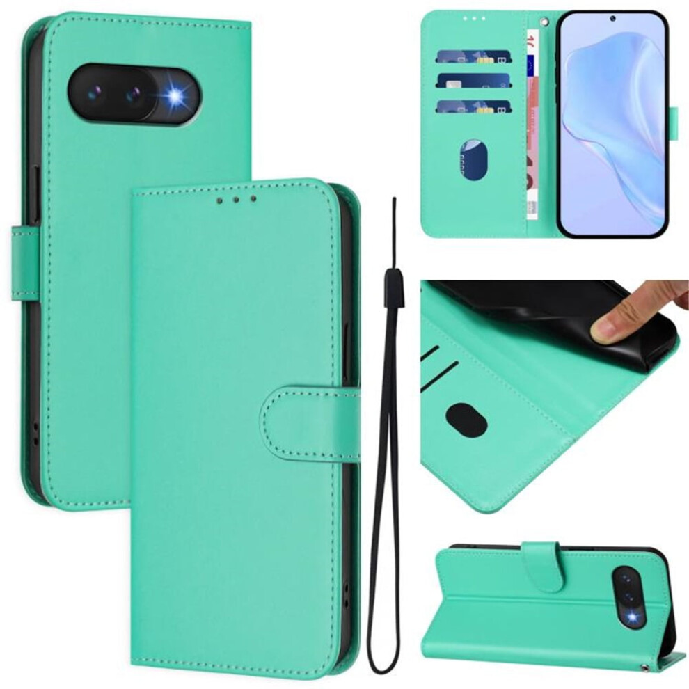 Wallet Case Compatible With Google Pixel 9A Â Pu Leather Magnetic Flip Folio, 3-Card Holder + Wrist Strap, Green 9482726168522