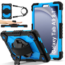 Stødsikkert cover til Samsung Galaxy Tab A9 8.7" (SM-X110/X115/X116), robust hybrid cover, faldsikkert med skulder- og håndremme, roterende