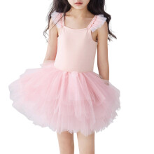 Meresysid Body da balletto per bambine, senza maniche, in rete, abito da ballo, tutù, costume da ballerina per bambine, rosa, 2-3 anni
