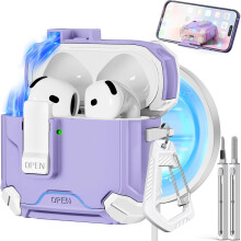 Kompatibel mit AirPods 4. Generation Ladecase, MagSafe, magnetischer Auto-Lock-Funktion, Handyhalterung und Reinigungsset – für AirPods 4 mit ANC