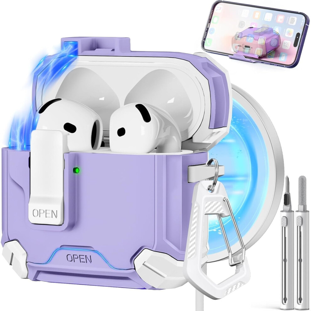 Compatible With Airpods 4Th Gen Case, Magsafe, Magnetic Auto-Lock, Phone Stand & Cleaning Kit Â For Airpods 4 W/ Anc (2024) 9482726170228