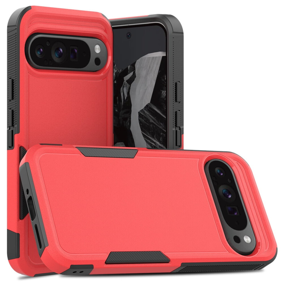 Defender Case For Google Pixel 9 Pro Xl 6.8'' Heavy Duty 1 In 1 Design Rugged Full Body Dustproof Shockproof Bumper Non-Slip Protective Cover, Red 9482726167983