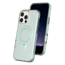 Grüne 2-in-1-MagSafe-kompatible iPhone 14 Pro Max Hülle: Magnetring, drehbare Halterung und stoßfestes TPU