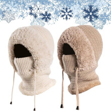 3 in 1 Beanie Hat with Scarf and Mask | Women's Winter One-Piece Knitted Balaclava, for Cold Weather