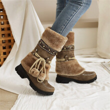 Botas de invierno Willtoo con forro de piel cálida, botines de media caña, calzado cómodo para exteriores para mujer.