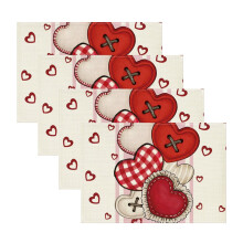 Valentijns placemats set van 4, 30 x 45 cm (12 x 18 inch) tafelmatten met hartjesmotief – Geschikt voor Valentijnsdag, jubilea en feestdecoraties
