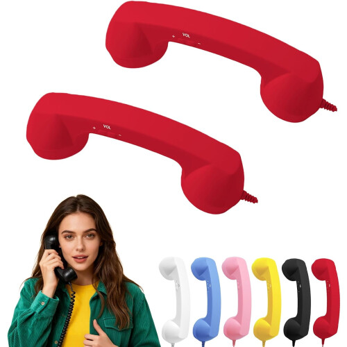 Type-C Retro Phone Handset, for compatible with iPhone & Android, Retro/Wired with Microphone, Receiver for Cell Mobile Video Conferences