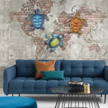 Metal Sea Turtle Wall Decor Sea Turtle Wall Art Decoration For Home Bedroom Living Room Office Garden Fence Aquarium Ocean Wall Decor Blue