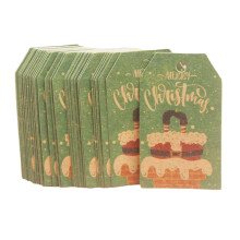 100x/Set Christmas Gift Tags Cute Print Hanging Tag Labels DIY Kraft Paper Tags