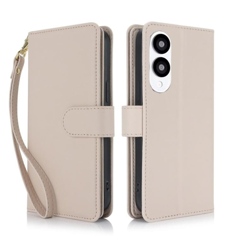 Leather Magnetic Flip Wallet Case For Samsung Galaxy S25 Edge 5G 6.7": Rfid Blocking, Kickstand, Anti-Drop Tpu, Detachable Wrist Strap, Apricot 9327961770485