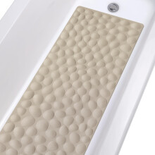 Tapis de bain antidérapant en caoutchouc souple avec ventouses puissantes (gris)