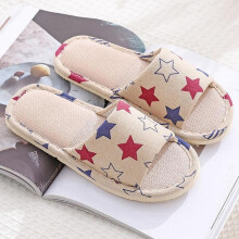 Unisex Indoor Slippers Cotton-Linen Weave Open Toe