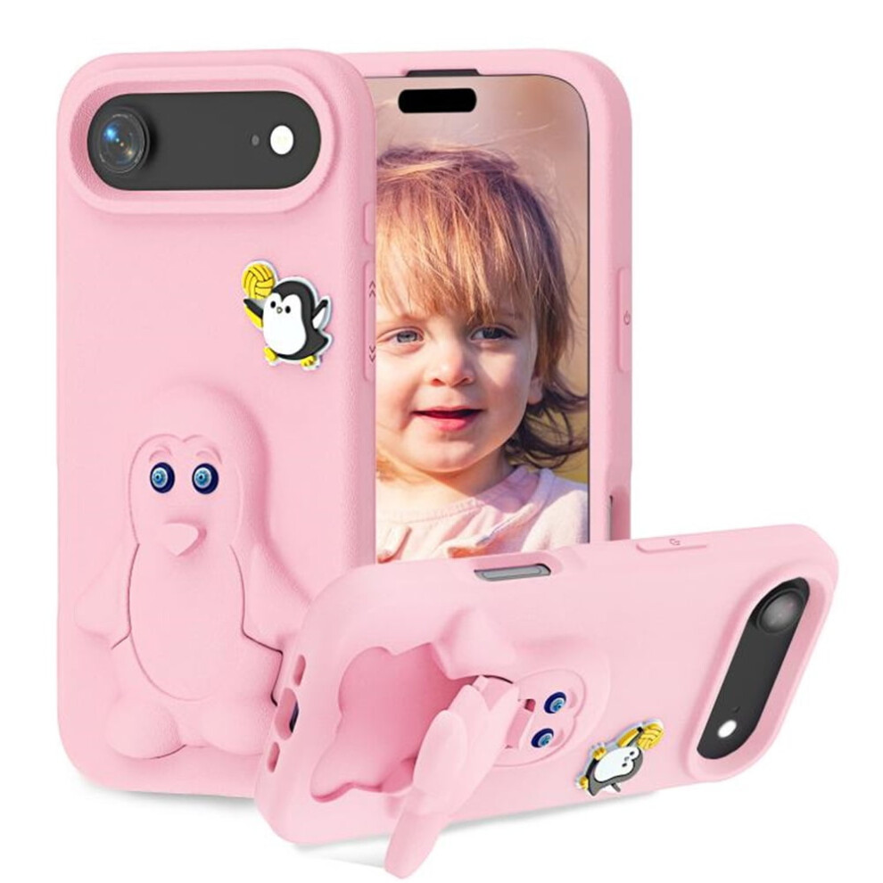 Cartoon Penguin Baby Stand Eva Phone Case For Iphone Pink 9122141683278
