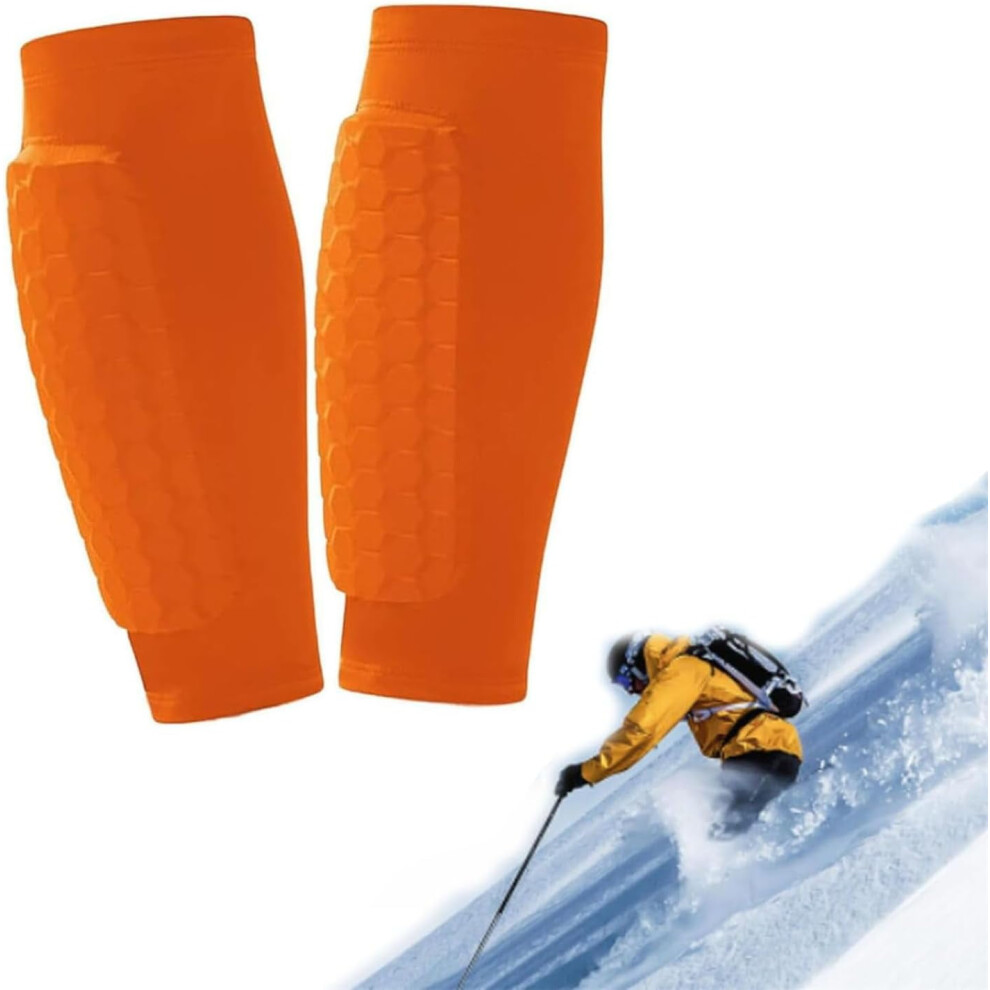 Ski Shin Guards For Kids Adults And Teens, Breathable Elastic Leg Pads With Anti-Collision Protection For Skiing And Snowboarding 974856433711