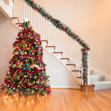 Guirlanda de Natal de vime para porta, grande guirlanda artificial verde para decoração de Natal em ambientes internos e externos, ideal para