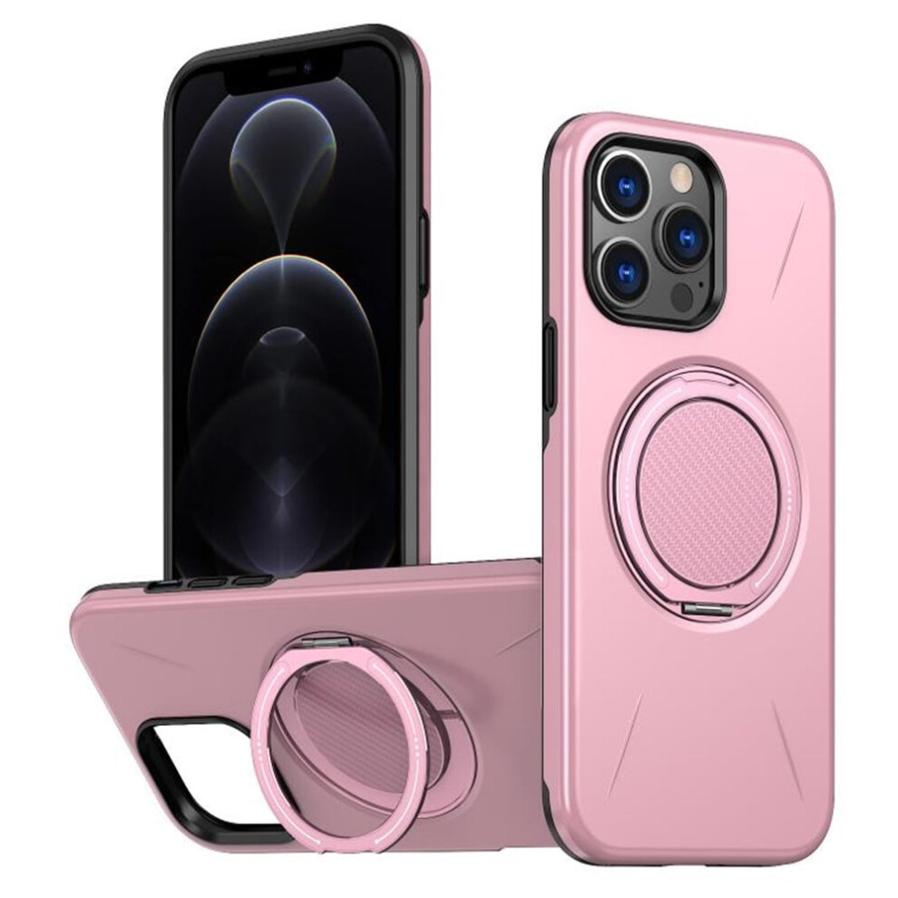Ultra Slim Hybrid Tpu+Pc Case For Iphone 12 Pro MaxâMagsafe Compatible, Metal Rotating Holder, Military Shockproof, Pink 9327961769748