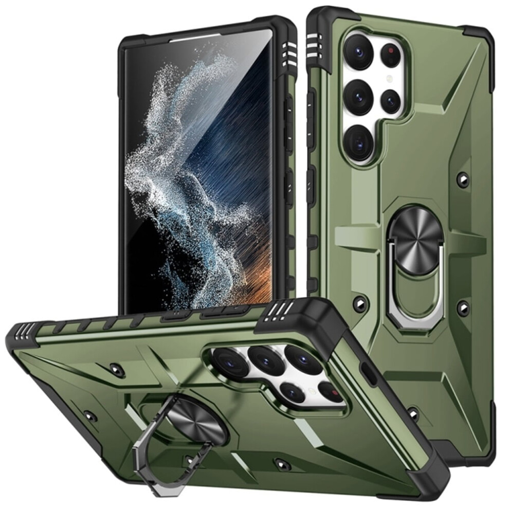 Military-Grade Shockproof Magnetic Stand Case For Samsung Galaxy S25 Ultra 5G Â Olive Drab Green 9193271126126