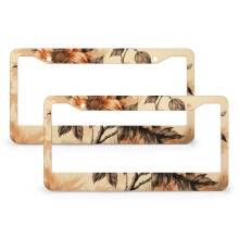 Floral Leaf License Plate Frames Metal 2-Pack