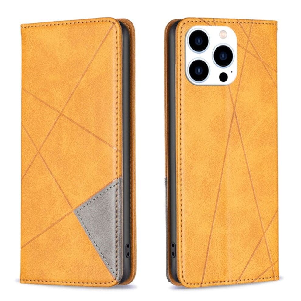 Rhombus Flip Wallet Case For Iphone 16 Pro Leather Yellow 9122141683186