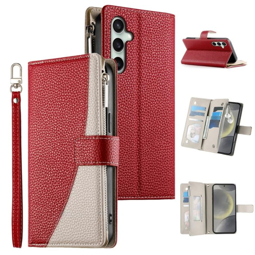 Pu Leather Flip Wallet Case For Samsung Galaxy S25 Fe Red 9122141682790