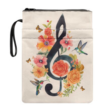 Hummingbird Music Bloom Book Covers, 1 pc Polyester Fabric Zipper Storage & Portability for Bible, 8.66 x 11.42