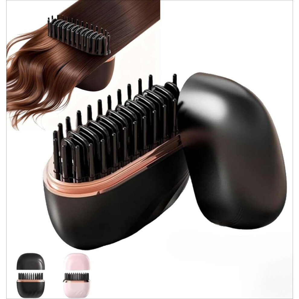 Mini Rechargeable Hair Straightener Brush, 3-Speed Temp Control, Anti-Scald, Fast Heating, Lightweight & Portable â Compatible with USB Charging