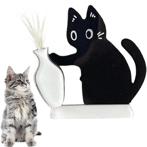 Black Cat Whiskers Holder Magnet Vase Acrylic 1 Pc