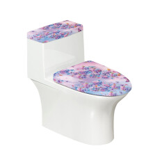 Set capace de toaletă pentru baie, cu model floral mov, pachet de 2, universale pentru toaletă, capace elastice pentru scaun de toaletă, set