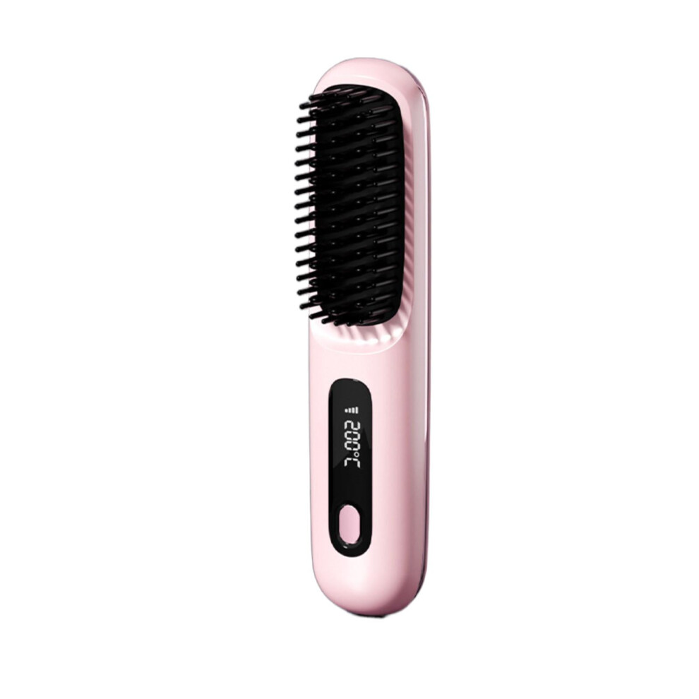 Wireless Hair Straightening Brush â Portable Dual-Function Ionic Hair Straightener & Curler for Effortless Styling