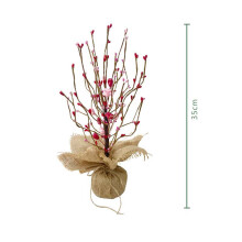 Artificial Love Berry Wooden Stakes with Heart Pendant – Romantic Valentine's Day & Anniversary Table Decoration, Indoor Dining Ornament