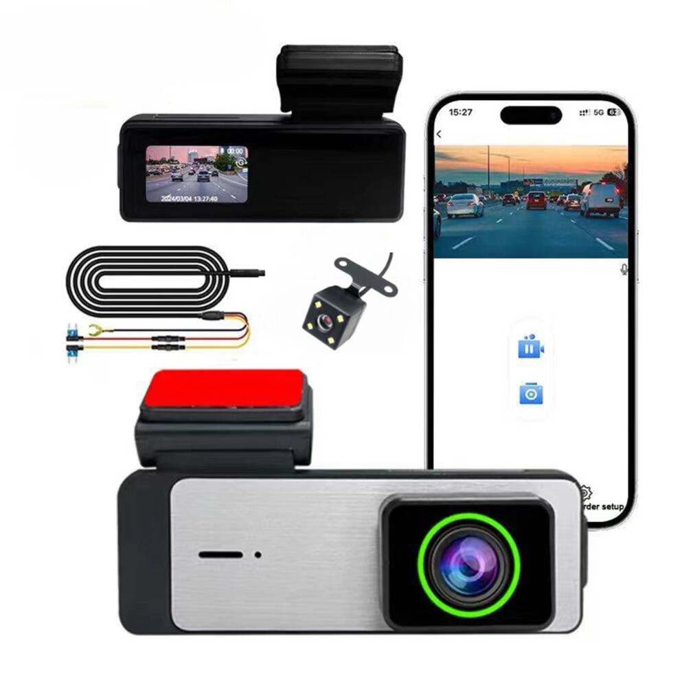 1080P Dual-Lens Dash Cam With Wifi, Parking Monitoring, Ir Night Vision & Hardwire Kit Â Compatible With Car Driving Security 9353595682252