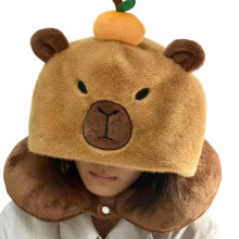 Neck Pillow Lovely Figure Hooded UShaped Neck Support Pillow for Winter
