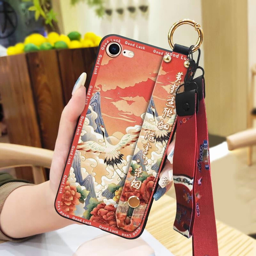 Phone Case Compatible With Iphone 7/8/Se 2020/Se2 – Anti-Knock Soft Case With Ring Holder, Wristband, Lanyard & Chinese-Style Kickstand 9327961771444