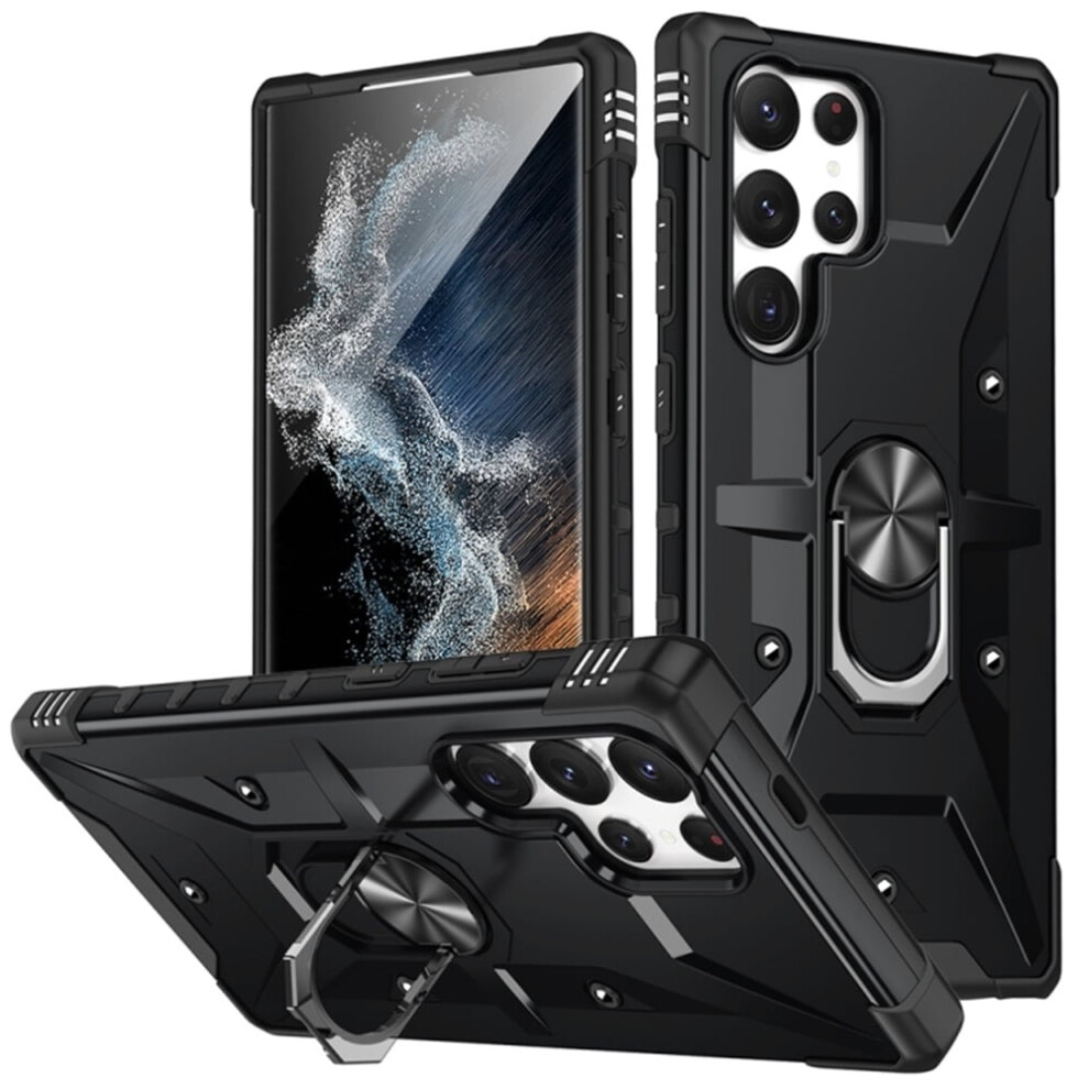 Military-Grade Shockproof Magnetic Stand Case For Samsung Galaxy S25 Ultra 5G, Black 9327961770942