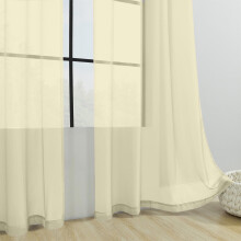 Solid Color Semi-Sheer Curtains – Double-String Polyester Rod Pocket Curtain Panels, Beige