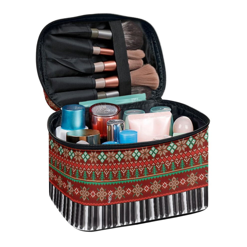Piano Keys Travel Makeup Organizer Case Large Capacity
