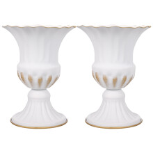 2Pcs White Iron Lawn Flower Container Sturdy Graveyard Vase for Silk Or Dried Floral Decoration