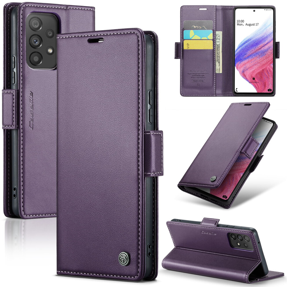 Caseme Leather Wallet Case For Compatible With Samsung Galaxy A53 Â Rfid Blocking, Magnetic Clasp, Kickstand, Purple 9353595686717