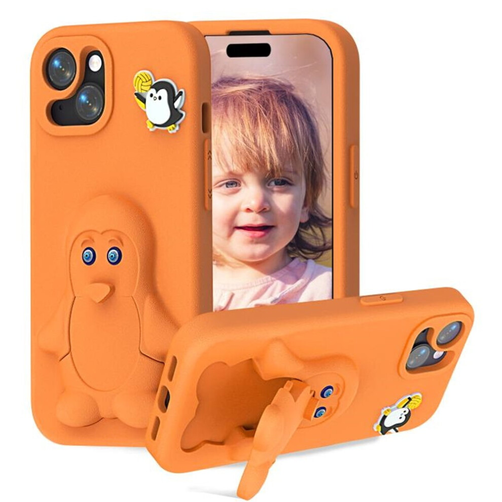 Cartoon Penguin Eva Stand Case For Iphone 13 Pro Orange 913211598092