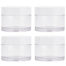 Travel Beauty Containers, PET Plastic Storage Jars with Airtight Screw-on Lids, Leak Proof Cosmetic Containers for Makeup & Skincare, Round Clear