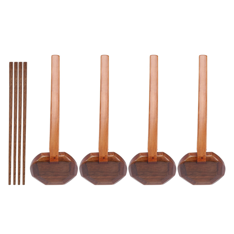 4 Pieces Japanese Long Handle Large Spoon Ramen Spoon Wooden Hot Pot Spoon Tortoise Shell Spoon Wood Rice Soup Dessert 4712984152144