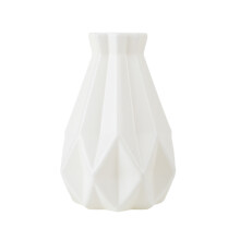 Ceramic Look Plastic Vase, Unbreakable Decorative Pot for Home Or Office Decor, Modern Simple Design with Narrow Neck, Ideal for Fresh Bouquets or