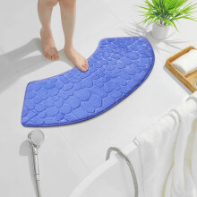 Tappetino da bagno curvo, tappeto da bagno in memory foam, extra morbido e assorbente, antiscivolo, ad asciugatura rapida, lavabile, blu