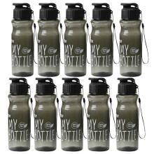 Schwarze Wasserflaschen, 10er-Pack, wiederverwendbare Wasserflaschen, 650 ml (23 oz), Wasserflaschen für Erwachsene, Outdoor-Sport, Reisen, große