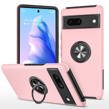 Schutzhülle für Google Pixel7, seidenweiche, robuste Schutzhülle mit Ringhalter, Ständer und Magnetverschluss für Pixel7 2022 (Pink)