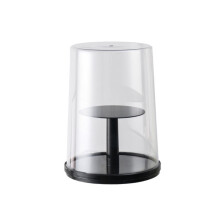 Caja de almacenamiento giratoria transparente para juegos de té, organizador de exhibición a prueba de polvo con tapa, soporte para tazas y jarros