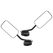 Square Motorcycle Side Mirror, Clear Wide Angle, 38mm Fit, Black