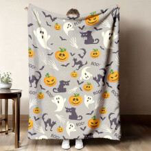 Black Flannel Throw Blanket | Soft Lightweight Warm All-Season for Bed, Sofa, Office, Camping, Travel | Digital Printed Polyester Gift